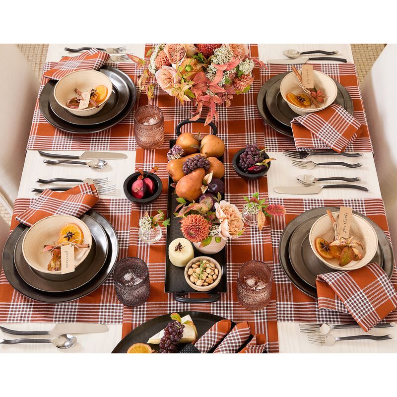 Solino Home 100% Pure Linen 14 x 19 Inch Placemats Set of 4 | Glen Check
