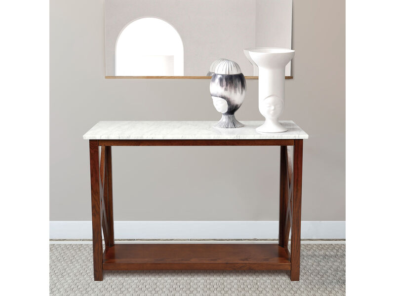 Agatha 39" Rectangular Italian Carrara Console Table