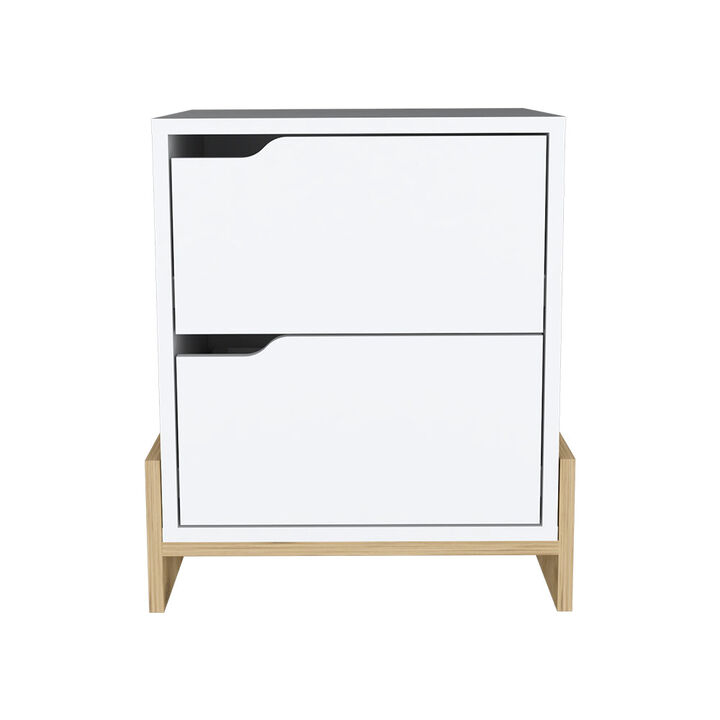 Nightstand Brookland, Bedroom, White / Macadamia