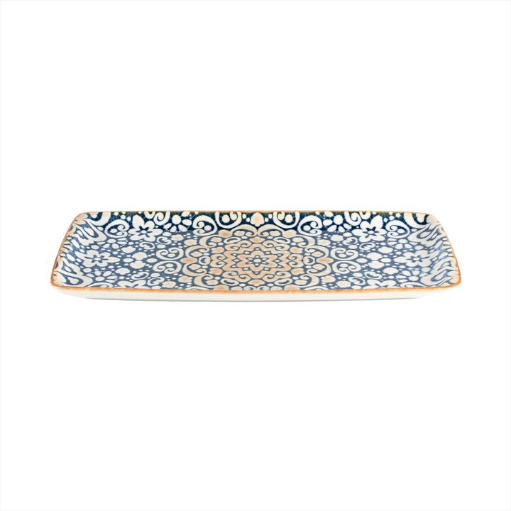 Alhambra 13.5" x 6" x h:0.75" Rectangular Decorated Porcelain Platter
