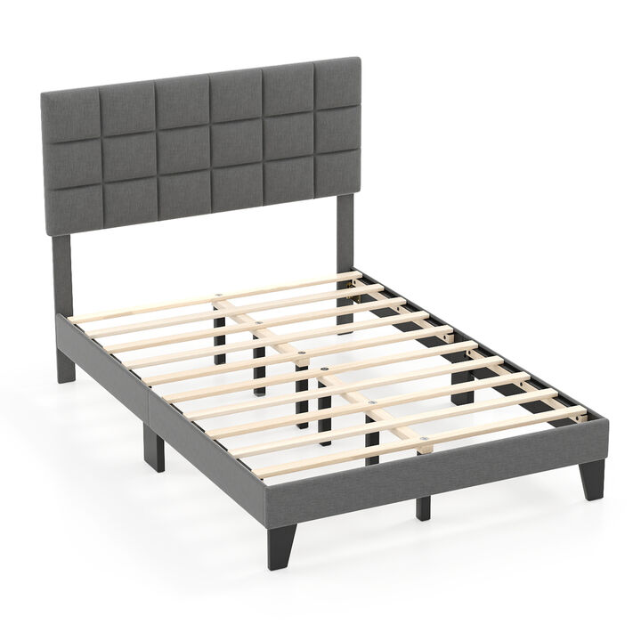 Modern Linen Bed Frame with Adjustable Headboard for Customizable Comfort and Stylish Bedroom Design