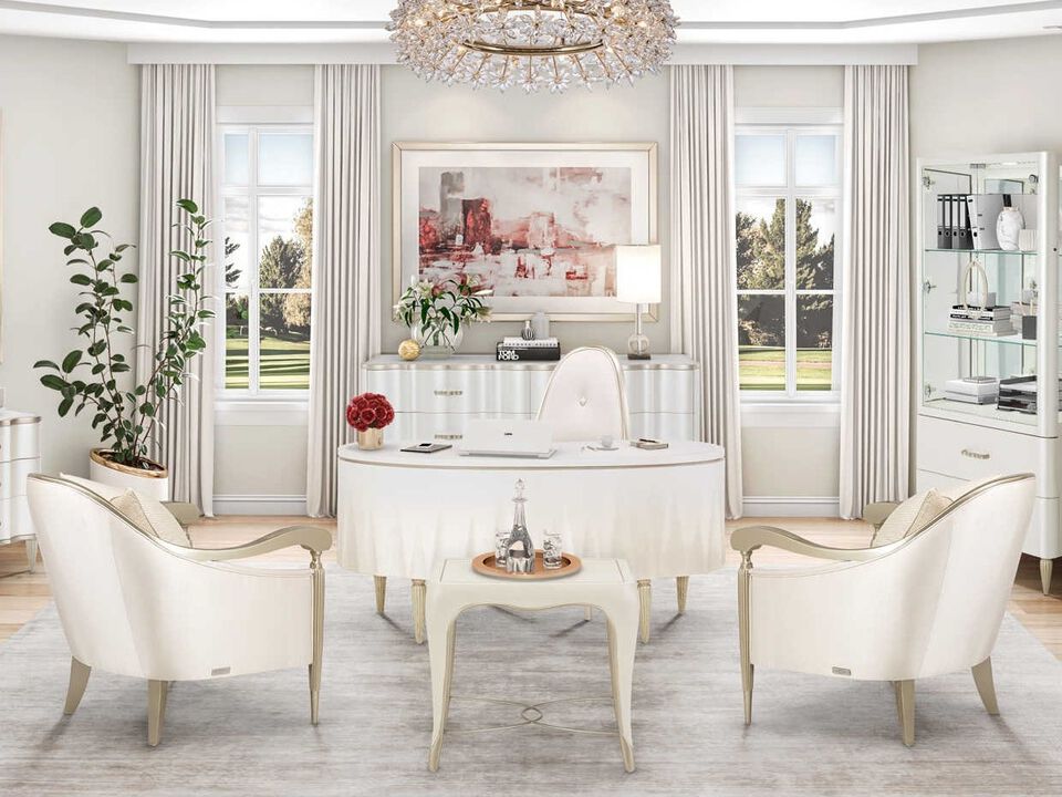 Michael Amini London Place Rectangular End Table - Creamy Pearl