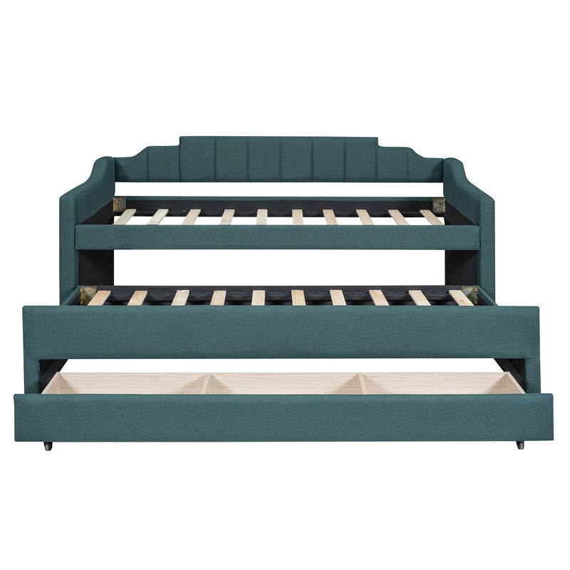 Merax Upholstered Daybed with Trundle and Drawers