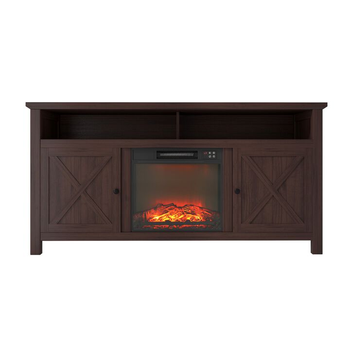 Brown TV Stand Fits TVs up to 75 in. with Electric Fireplace
