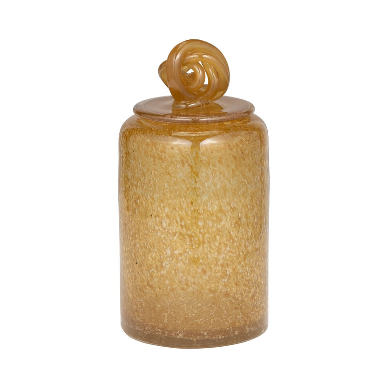 10" Glass Jar w/Knot Lid Vase