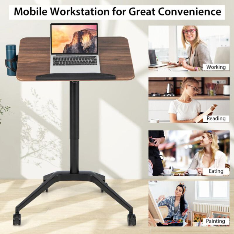 Hivvago Pneumatic Standing Desk with Anti-fall Baffle and Cup Holder