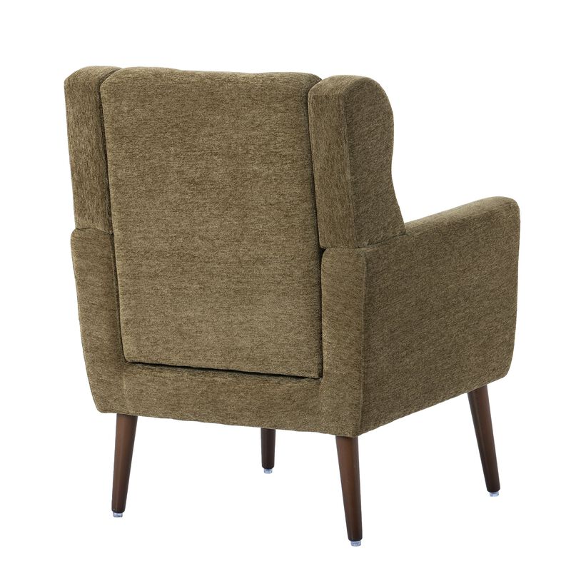 Mondawe Modern Accent Chair, Chenille Upholstered Armchair Comfy Padded Lounge with Pillow