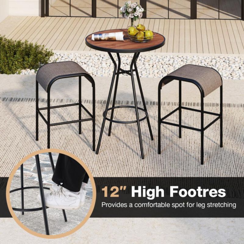 Hivvago 3 Pieces Outdoor Round Bar Table Set with 1.6 Inches Umbrella Hole