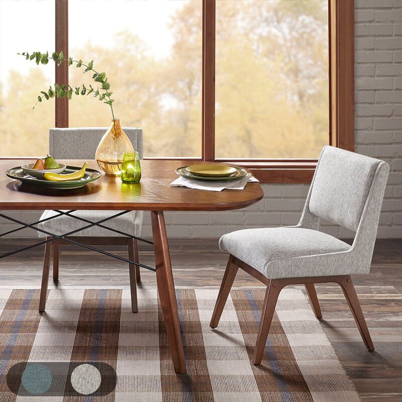 Gracie Mills Carlene Chic Upholstered Dining Chairs (Set of 2) - Pecan Finish