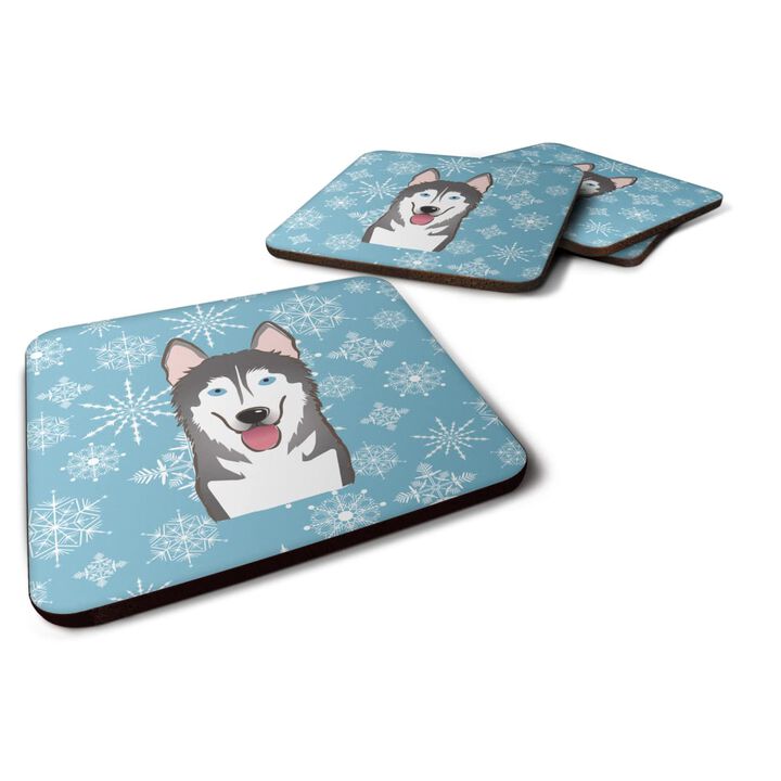 Caroline's Treasures BB1652FC Snowflake Alaskan Malamute Foam Coasters (Set of 4), 3.5, Multicolor
