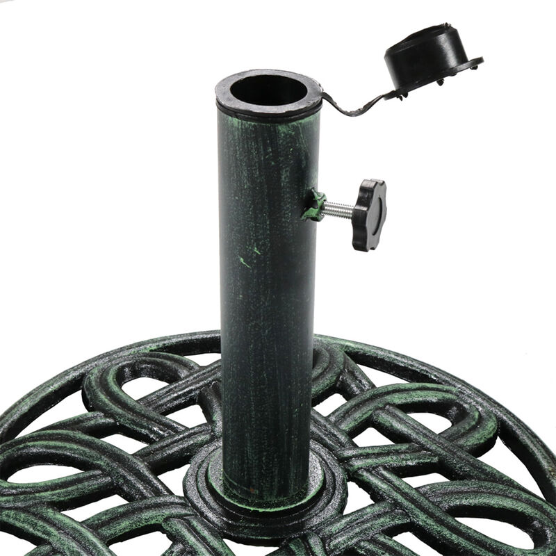 Sunnydaze 17 in Lattice Cast Iron Round Patio Umbrella Base - Black