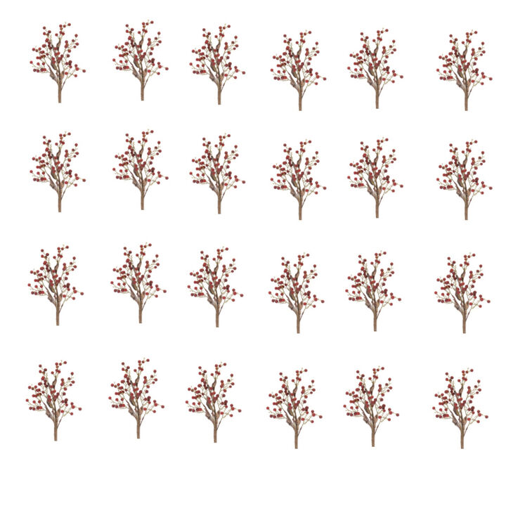 Red Berry Branch Spray Set of 24 for Holiday Floral Arrangements and Decor