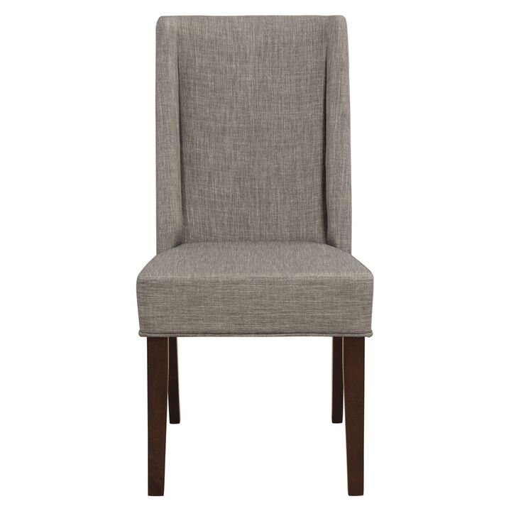 Set of 2 Dark Brown Dining Chairs with Fabric Upholstery