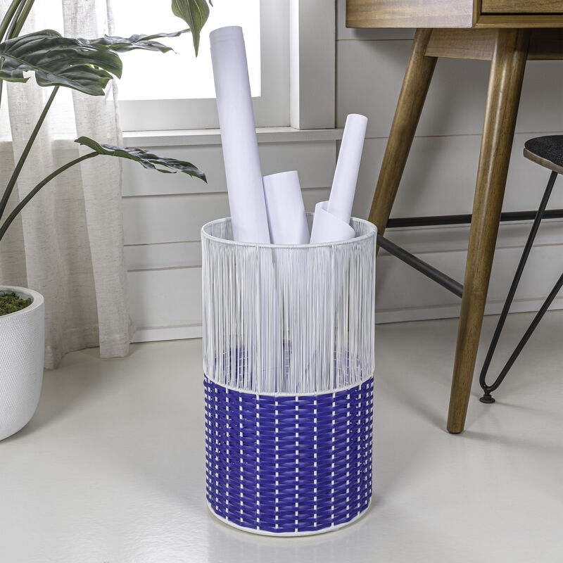 Harper Modern 2-Tone Faux Wicker Cylinder Waste Basket