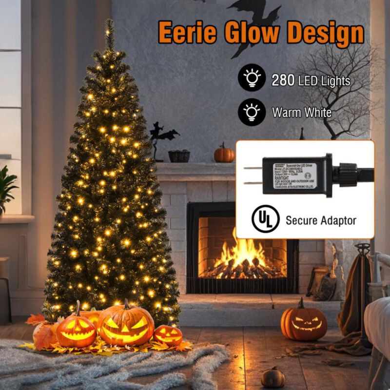 Hivvago Pre-lit Christmas Halloween Tree with PVC Branch Tips and Warm White Lights