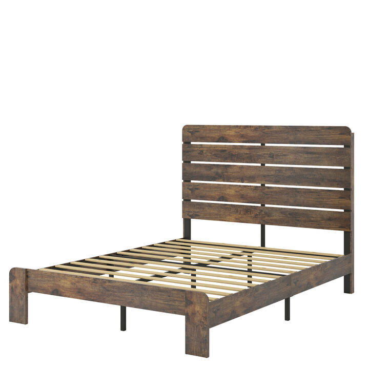 King Size Wood Platform Bed Frame with Storage
