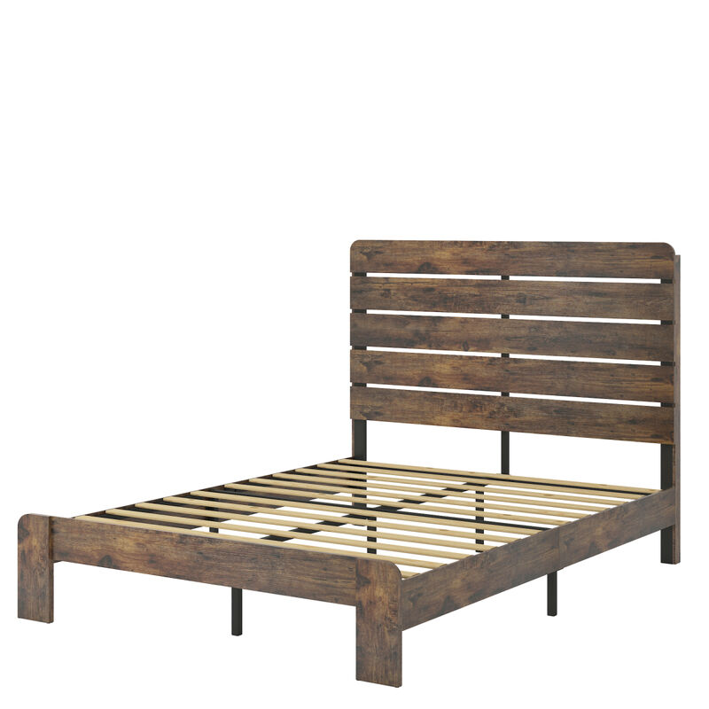 King Size Wood Platform Bed Frame with Storage