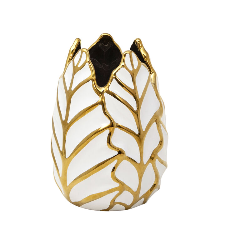 Ceramic Leaf with Gold Vase