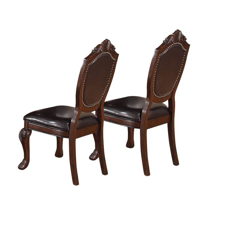 Royal Majestic Formal Set Of 2 Side Chairs Brown Rubberwood Dining Room Furniture