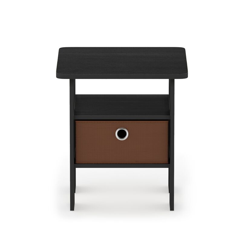 Furinno Andrey End Table / Side Table / Night Stand / Bedside Table with Bin Drawer, Americano/Medium Brown