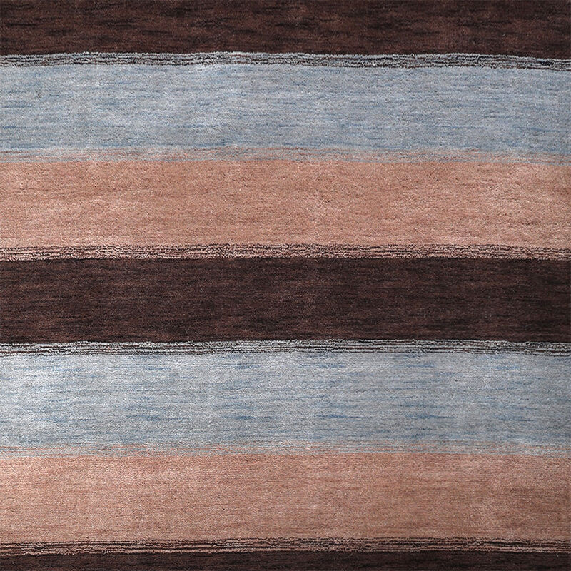 RUGSOTIC CARPETS HAND KNOTTED LOOM WOOL ECO-FRIENDLY AREA RUGS  - 6'x9', Rectangle, Brown Light Blue Color, Contemporary Modern Design, High Pile Handmade Anti Skid Rugs for Living Room (L00206)