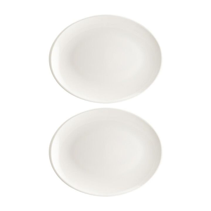 Moove 9.75" x 7.5" x h:1" Oval Warm White Porcelain Platter (Set of 2)