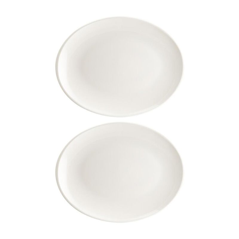 Moove 9.75" x 7.5" x h:1" Oval Warm White Porcelain Platter (Set of 2)