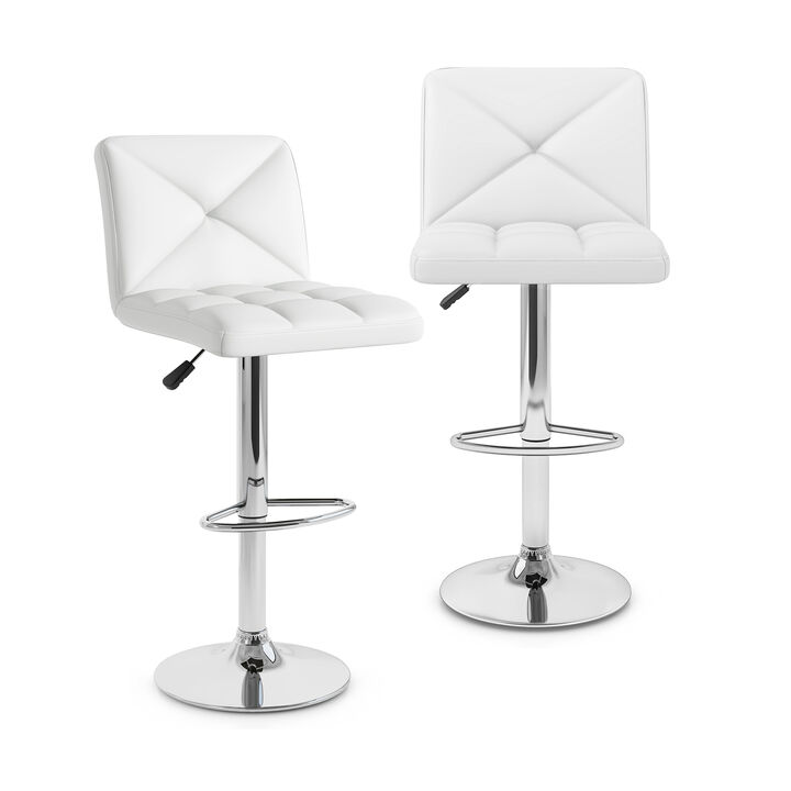 PU Leather Upholstered Bar Stools Set of 2 with Back and Adjustable Height