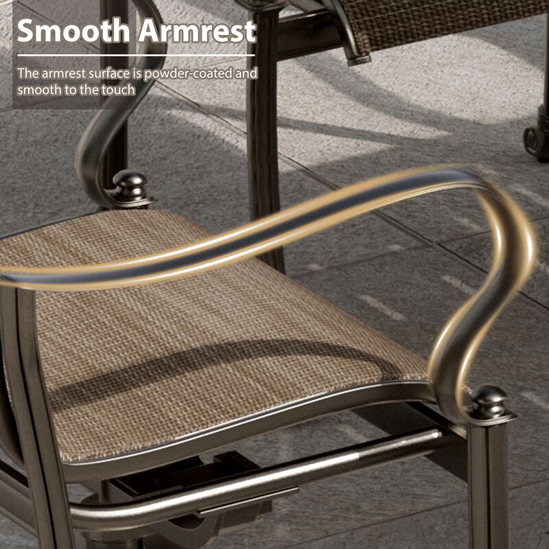 Mondawe Outdoor Cast Aluminum Swivel Rocking Chair with Textilene Seat and High Back (Set of 2)