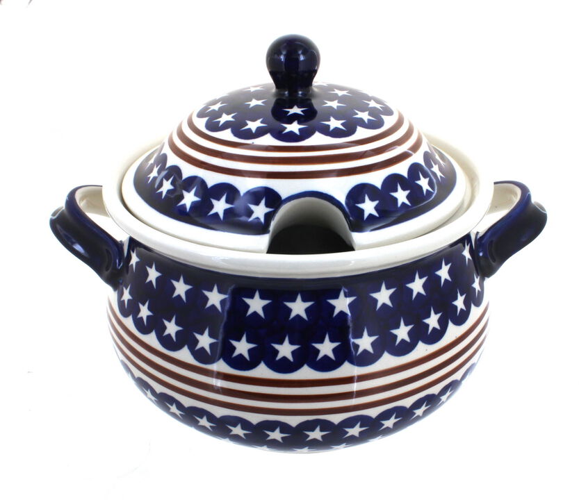 Blue Rose Polish Pottery Nature Soup Tureen