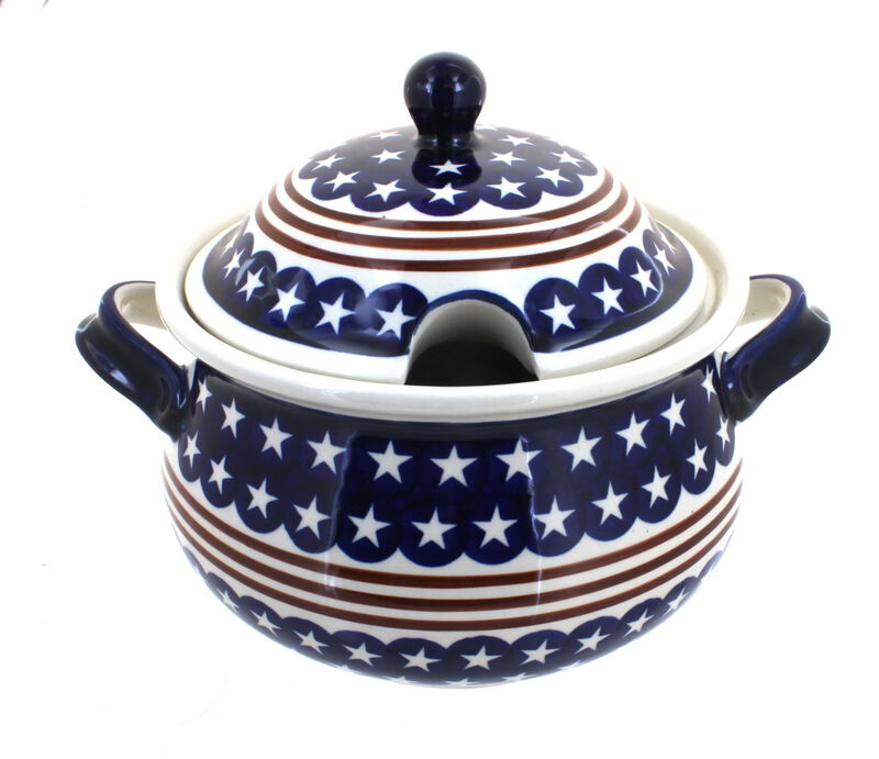 Blue Rose Polish Pottery Nature Soup Tureen