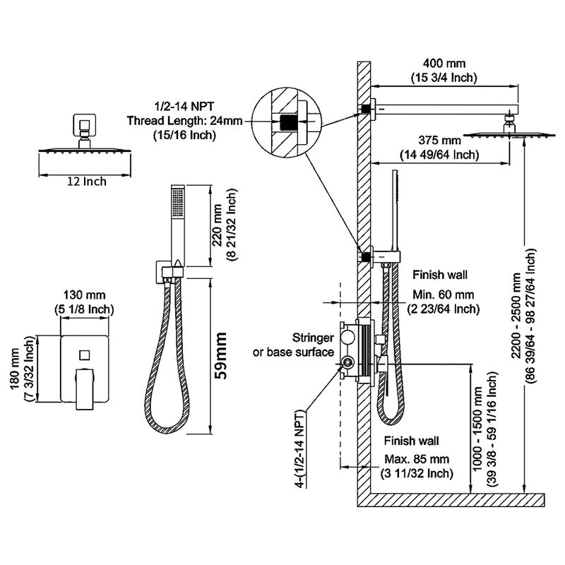 Shower System Combo Set Modern Shower Faucet with Adjustable Features for a Luxurious Bathing Experience