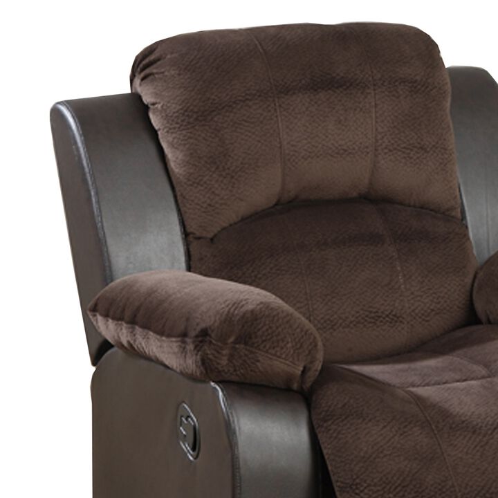 Polyurethane Rocker Recliner In Choco Suede Brown-Benzara