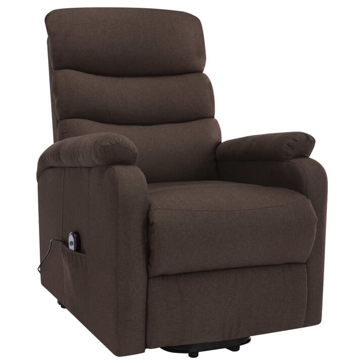 Power Lift Massage Recliner Brown Fabric