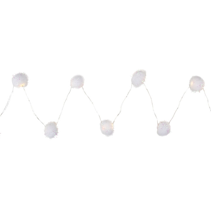 15 B/O LED Warm White Tinsel Pop Ball Christmas Lights - 4.5' Clear Wire