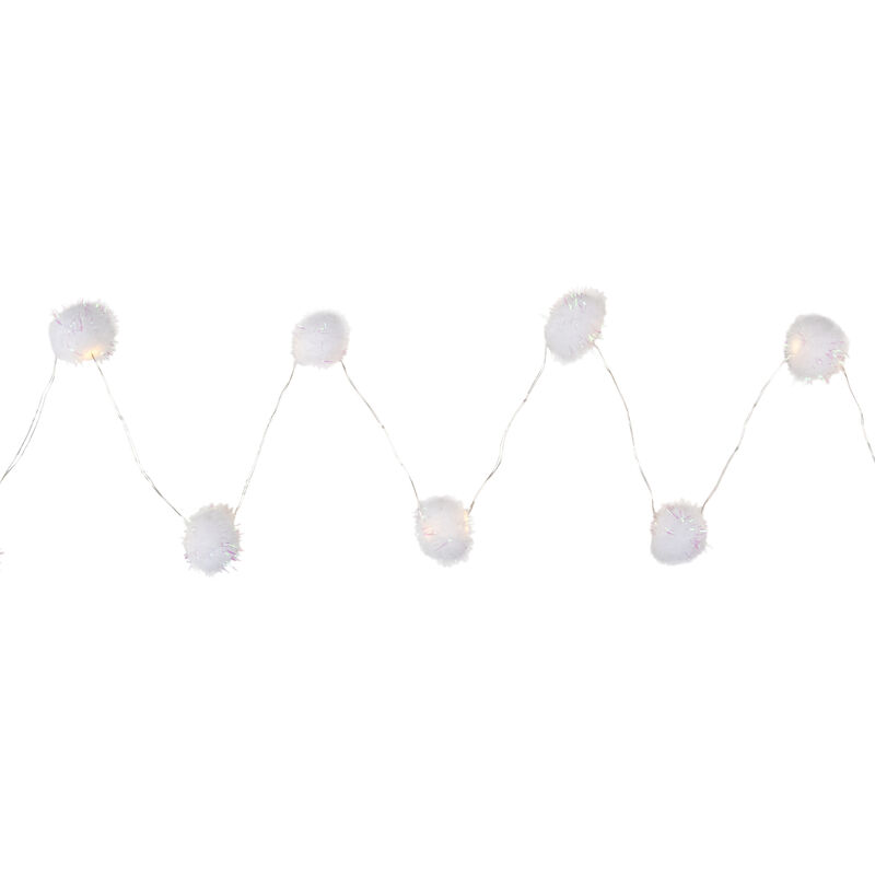15 B/O LED Warm White Tinsel Pop Ball Christmas Lights - 4.5' Clear Wire