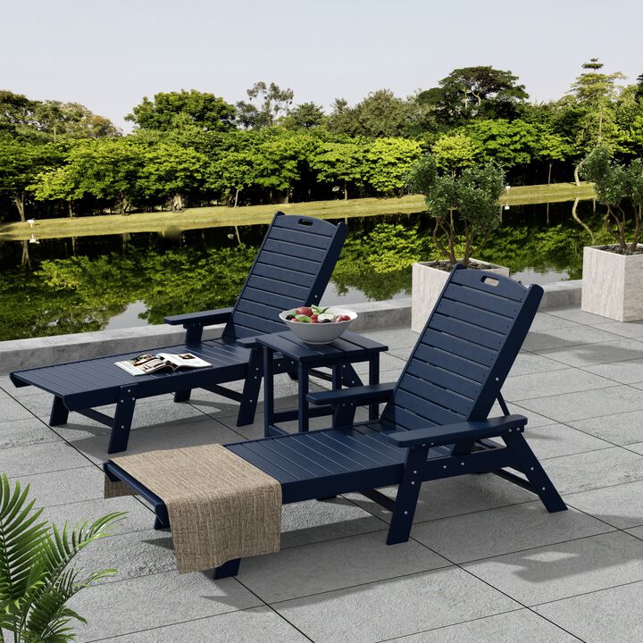WestinTrends Adirondack Outdoor Chaise Lounge with Side Table Set