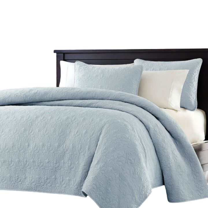 Hivvago Full / Queen size Quilted Bedspread Coverlet with 2 Shams in Light Blue