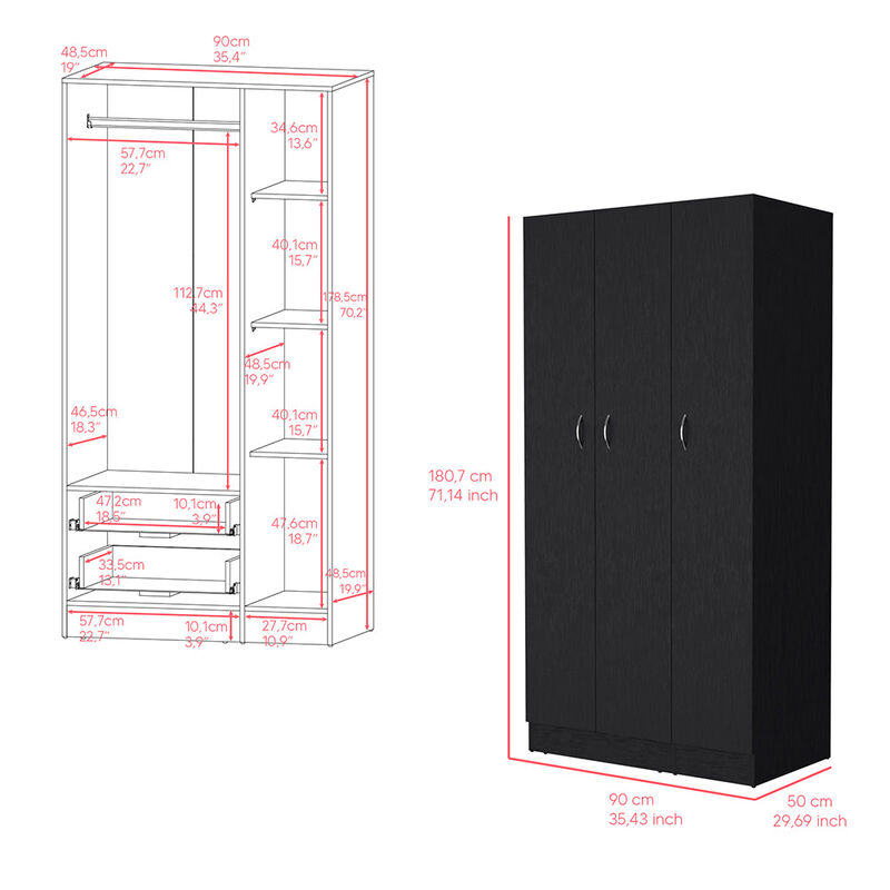 Wardrobe Erie, Bedroom, Black