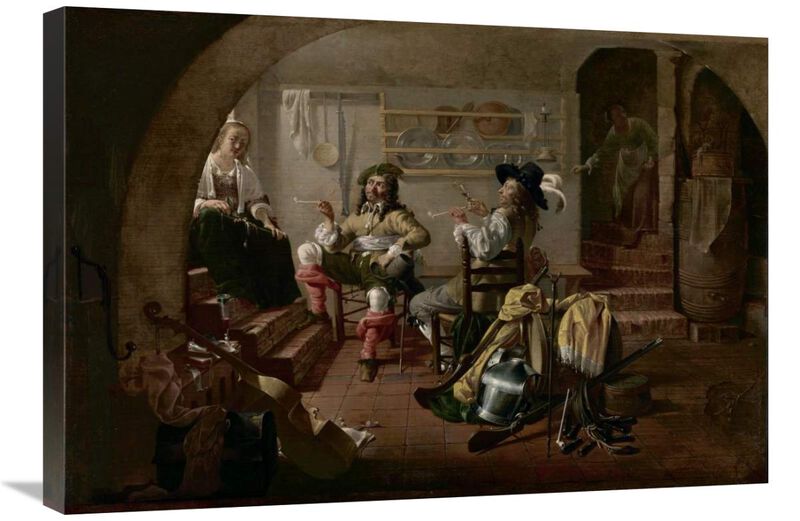 Interior with Soldiers and Women-Canvas Art-30x20