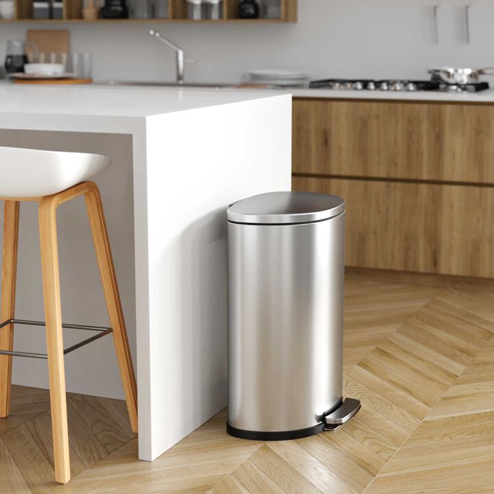 iTouchless 13.2 Gallon / 50 Liter SoftStep Semi-Round Step Pedal Trash Can