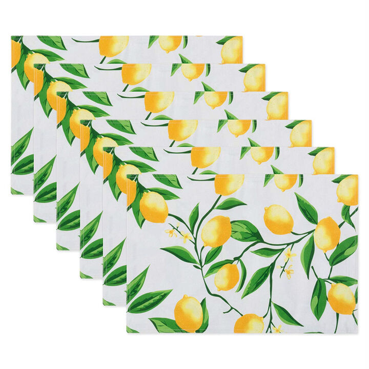 Set of 6 White Yellow and Green Rectangular Placemat 19"