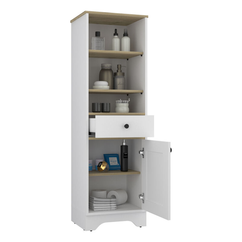 Linen Cabinet Burnedt, Bathroom, Light Oak / White