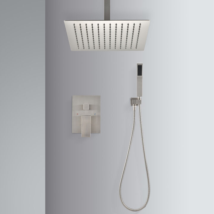 Ceiling Mounted Shower System Combo Set With Handheld And 12 Shower Head