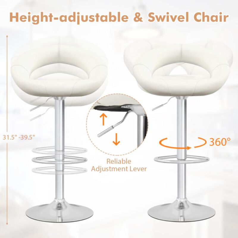 Hivvago Height Adjustable Bar Stools Set of 2 with Hollow Back and Footrest