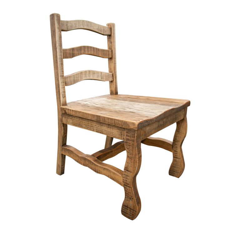 Chris 20 Inch Dining Chair, Set of 2, Curved Pine Wood, Arched Backrest-Benzara