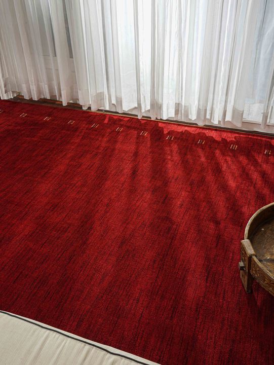RUGSOTIC CARPETS HAND KNOTTED LOOM WOOL ECO-FRIENDLY AREA RUGS  - 9'x12', Rectangle, Red Color, Contemporary Modern Design, High Pile Thick Handmade Anti Skid Rugs for Living Room (L00104)