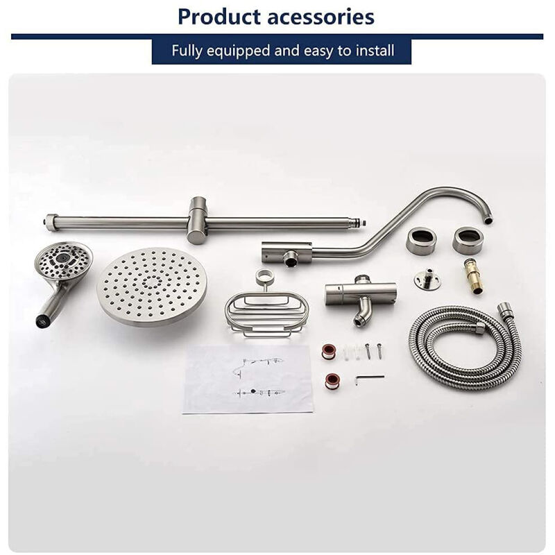 Shower System With Rain Showerhead, 5-Function Hand Showerble Slide Bar And Soap