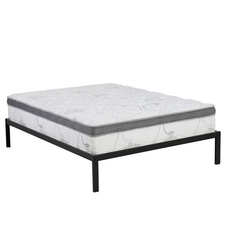 Hivvago Queen size Steel Metal Platform Bed Frame with Wood Slats