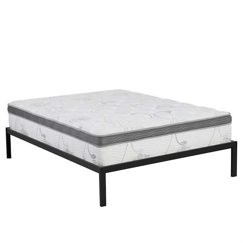 Hivvago Queen size Steel Metal Platform Bed Frame with Wood Slats